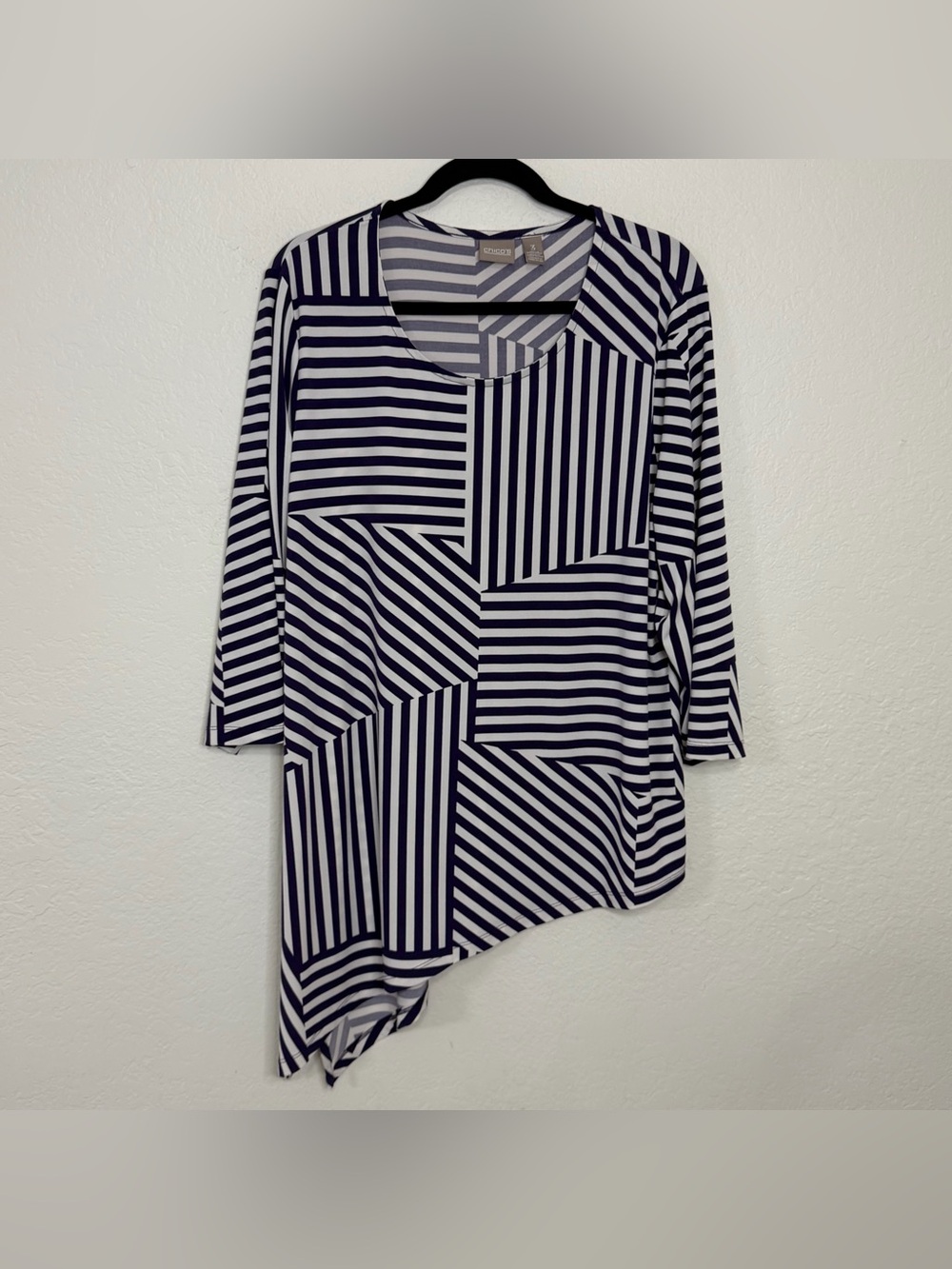 Chico’s Purple & White Asymmetrical Hem Stripe Women's Tunic Women’s Size XL - 3